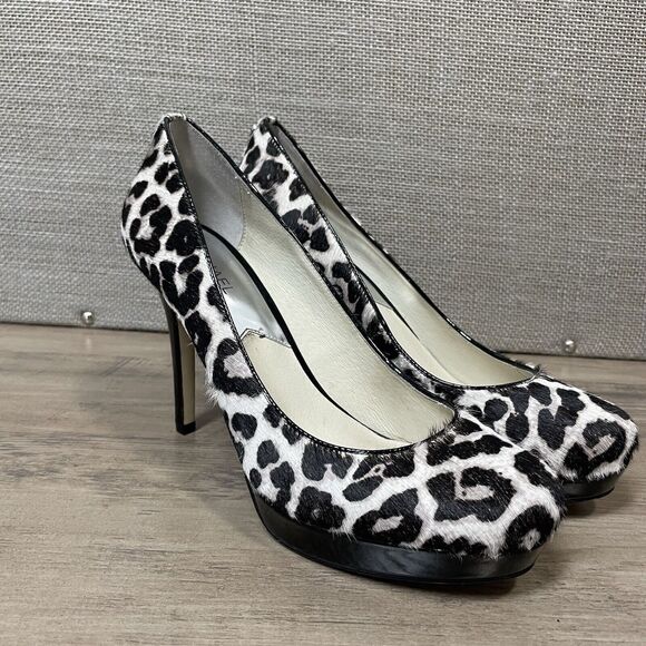 MICHAEL KORS MK Flex Mid pump Cream Printed Calf Hair CHEETAH Animal Print 9.5M - Picture 1 of 9